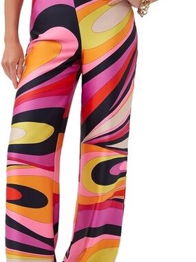 NWT Trina Turk Pink Long Weekend Wide-Leg Pants sz 2